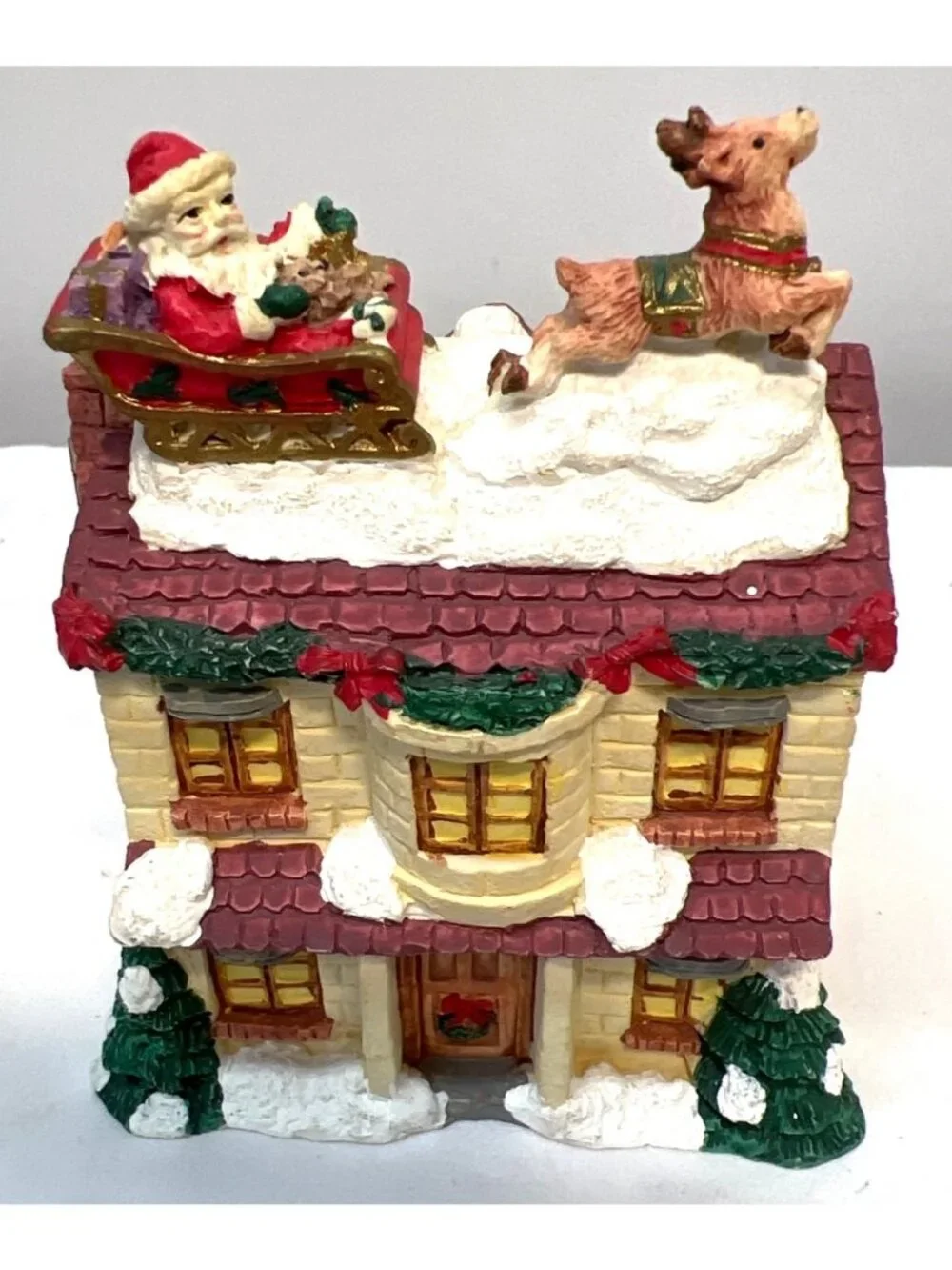 Hinged Holiday Panoramas Santas House With Sleigh & Reindeer Christmas Decor